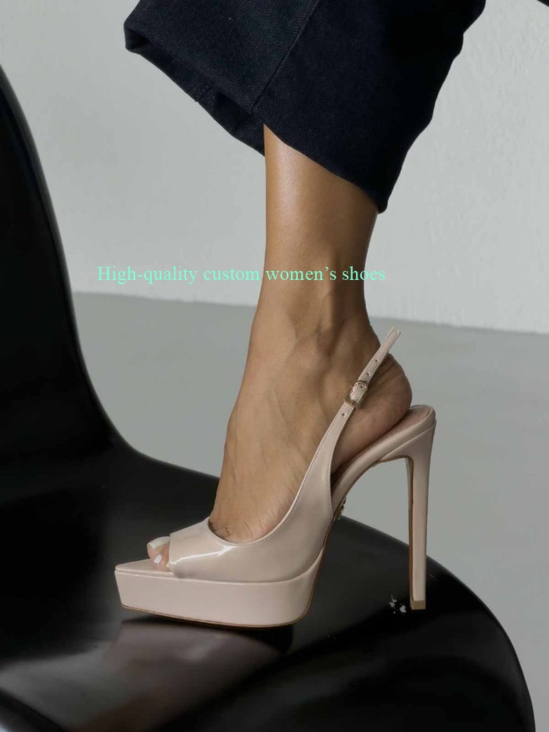 Women Shoes Logo - Gold Pointed Toe Fish Mouth Webbed