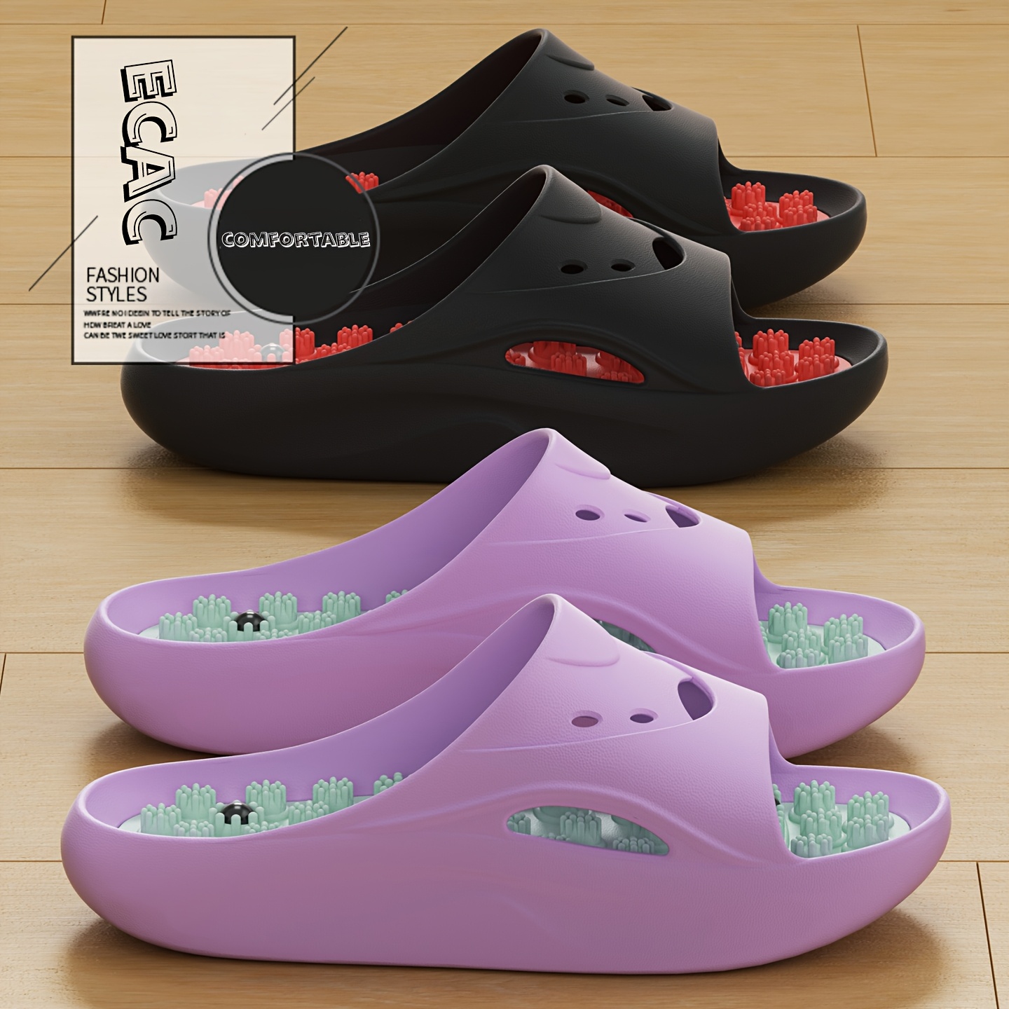 Women Men EVA Massage Slippers - Mule Slip On ulasan dan harga