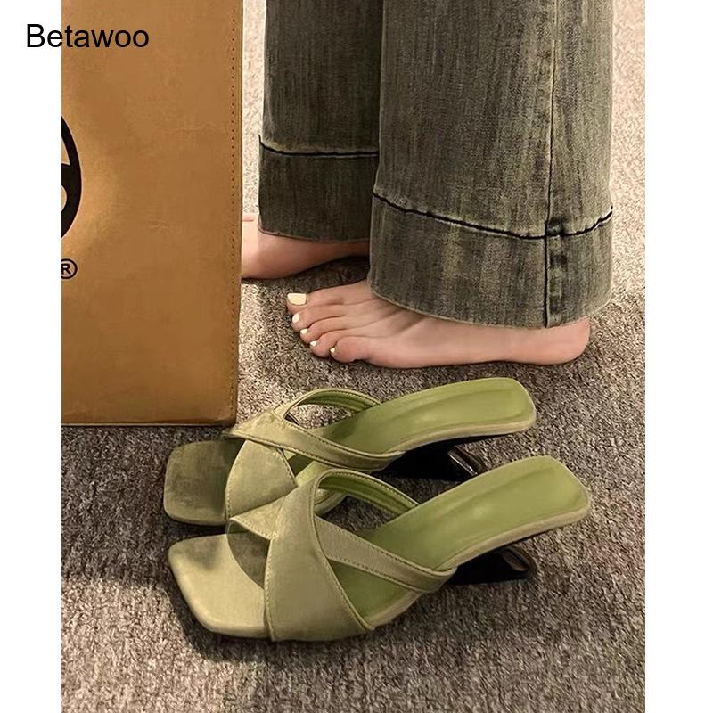 Women's Curved Block Heel Mule - Mule Slip On ulasan dan harga