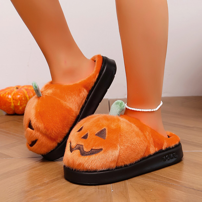 Halloween 3D Pumpkin Plush Sli - Mule Slip On ulasan dan harga
