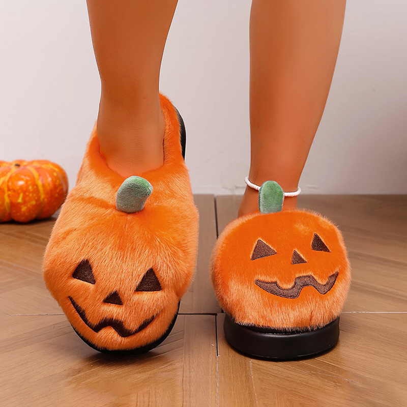 Halloween 3D Pumpkin Plush Sli - Mule Slip On ulasan dan harga